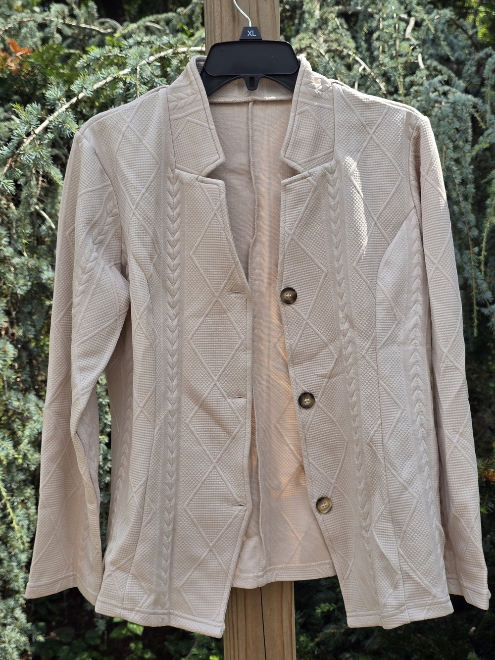 Shein Beige Textured Knit Blazer